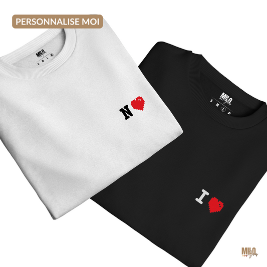 LE DUO - Sweat Personnalisés - Broderie Initiale & Cœur